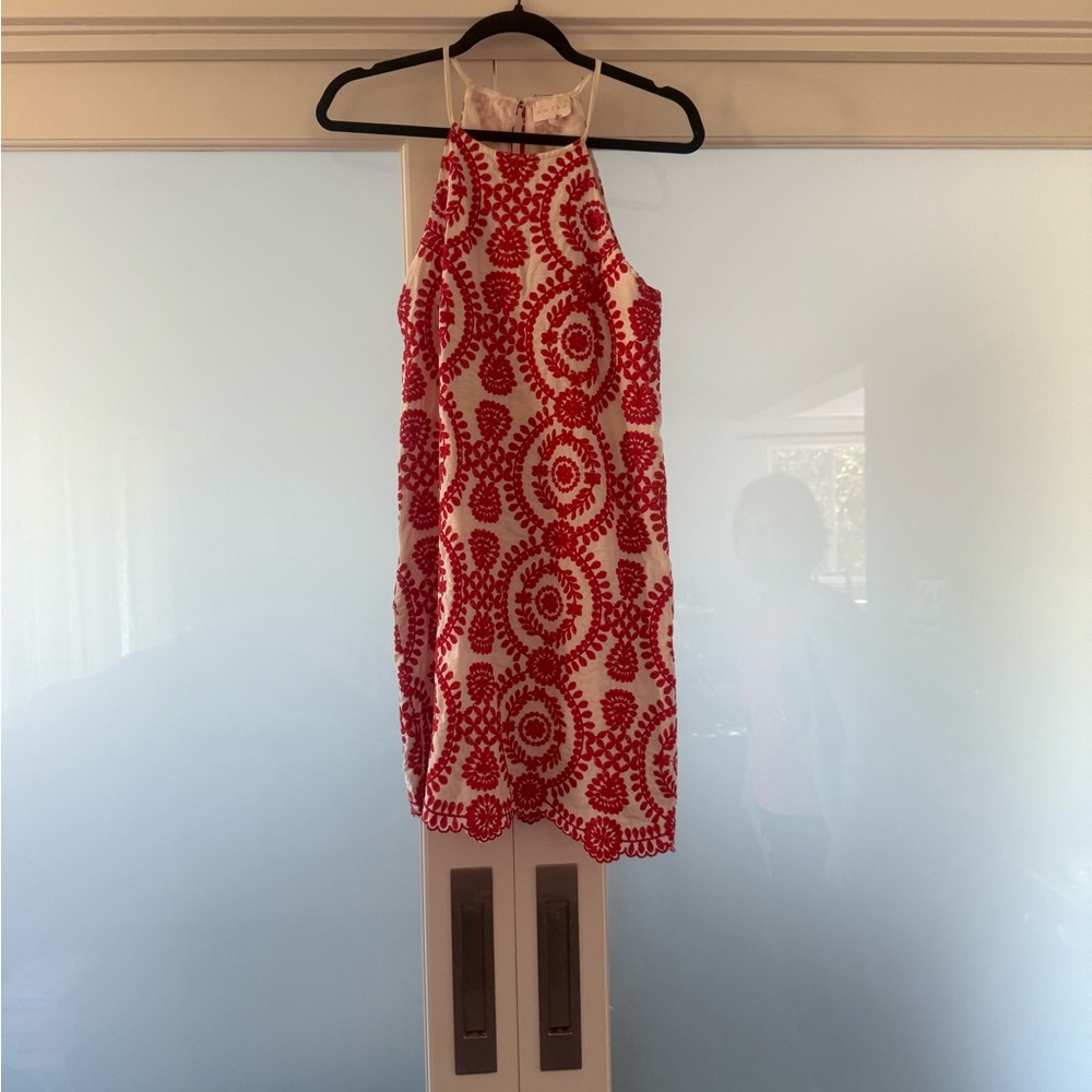 Entro Red and White Patterned Mini Dress